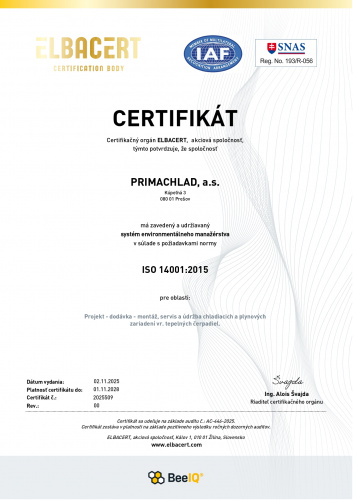 Certifikát ISO 14001