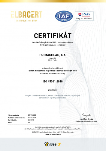 Certifikát ISO 45001
